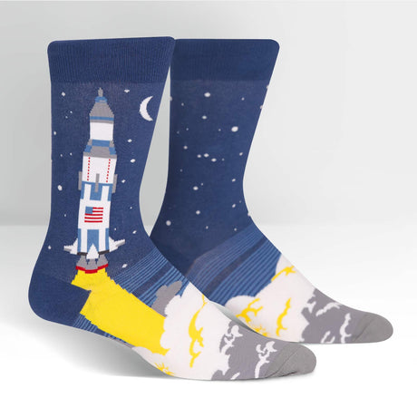 Sock It To Me - Men's Crew Socks - 3, 2, 1 Lift Off - Funky Gifts NZ