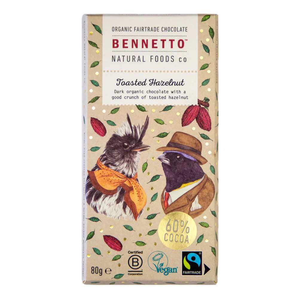 Bennetto Chocolate 80g - Toasted Hazelnut - Funky Gifts NZ