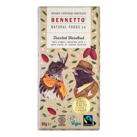 Bennetto Chocolate 80g - Toasted Hazelnut - Funky Gifts NZ