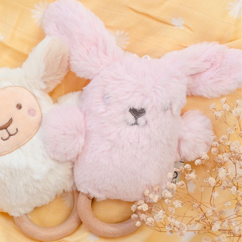 Organic Beechwood Baby Rattle & Teether Toy - Betsy Bunny - Funky Gifts NZ