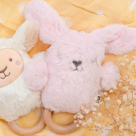 Organic Beechwood Baby Rattle & Teether Toy - Betsy Bunny - Funky Gifts NZ