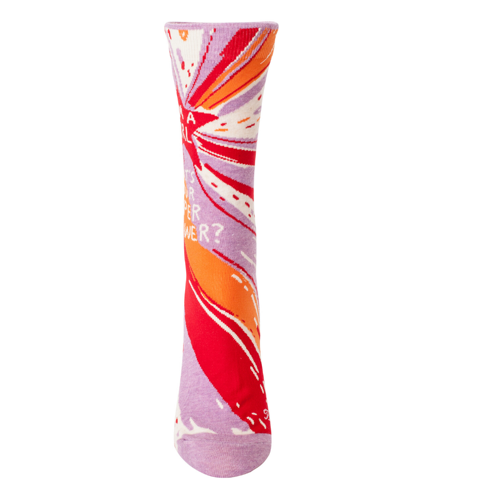 Women's Socks – I'm A Girl, What's Your Superpower? - Blue Q - Funky Gifts NZ