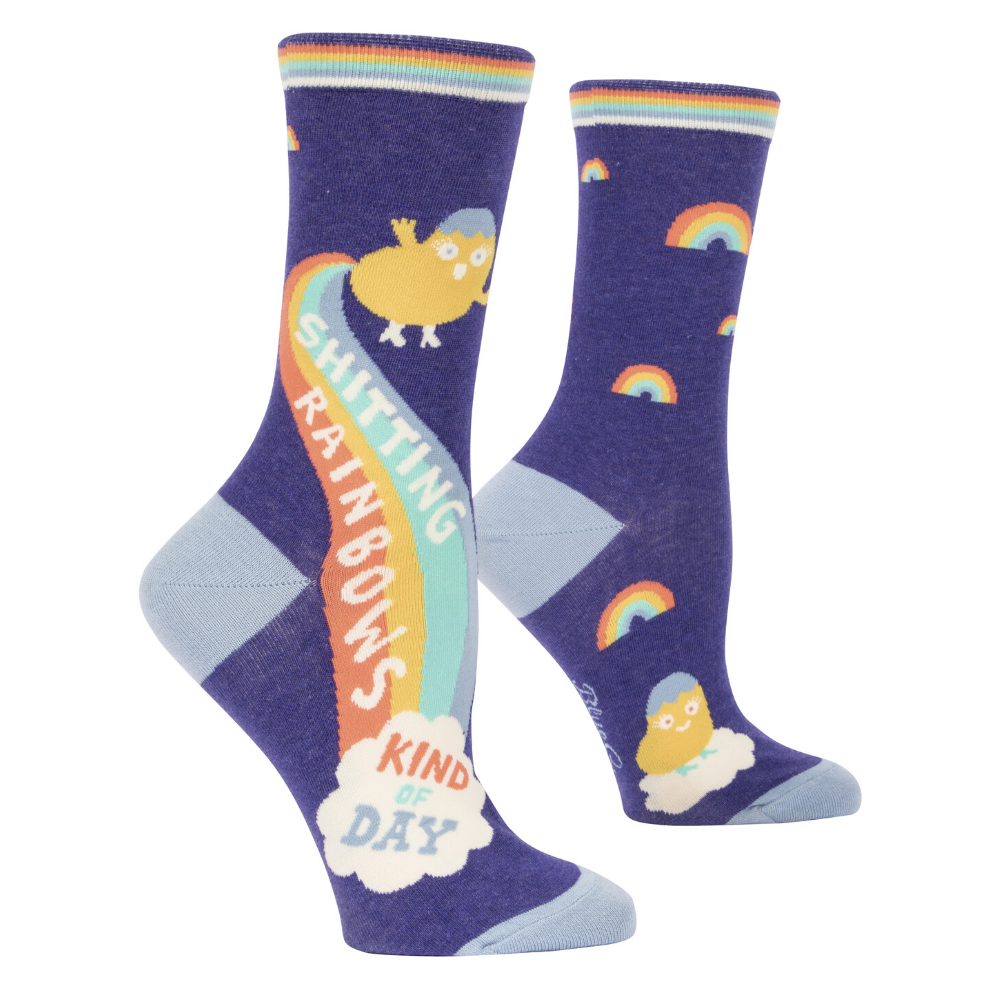 Women's Socks – Sh*tting Rainbows Kind of Day - Blue Q - Funky Gifts NZ