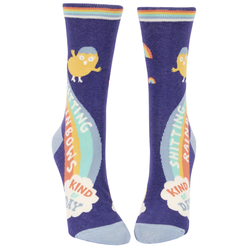 Women's Socks – Sh*tting Rainbows Kind of Day - Blue Q - Funky Gifts NZ