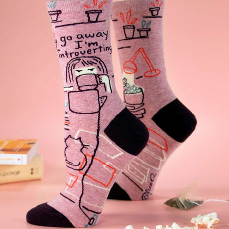 Women's Socks – Go Away, I'm Introverting - Blue Q - Funky Gifts NZ