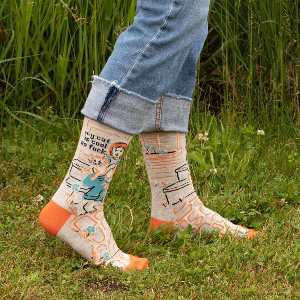 Women's Socks – My Cat Is Cool As F*ck - Blue Q - Funky Gifts NZ