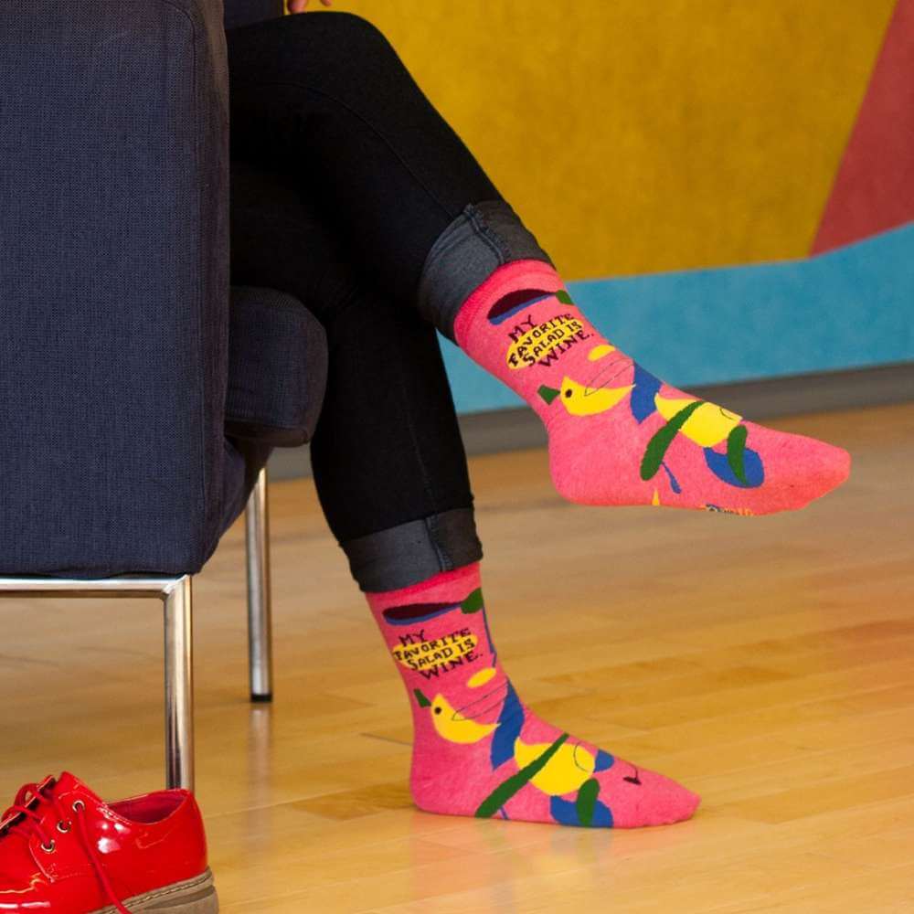 Women's Socks – My Favorite Salad is Wine - Blue Q - Funky Gifts NZ