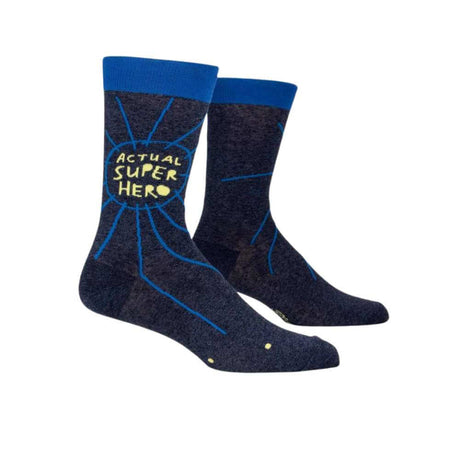 Men's Socks – Actual Super Hero - Blue Q - Funky Gifts NZ
