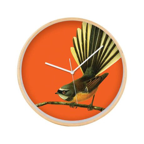 Bright Fantail Wooden Frame Clock - Funky Gifts NZ