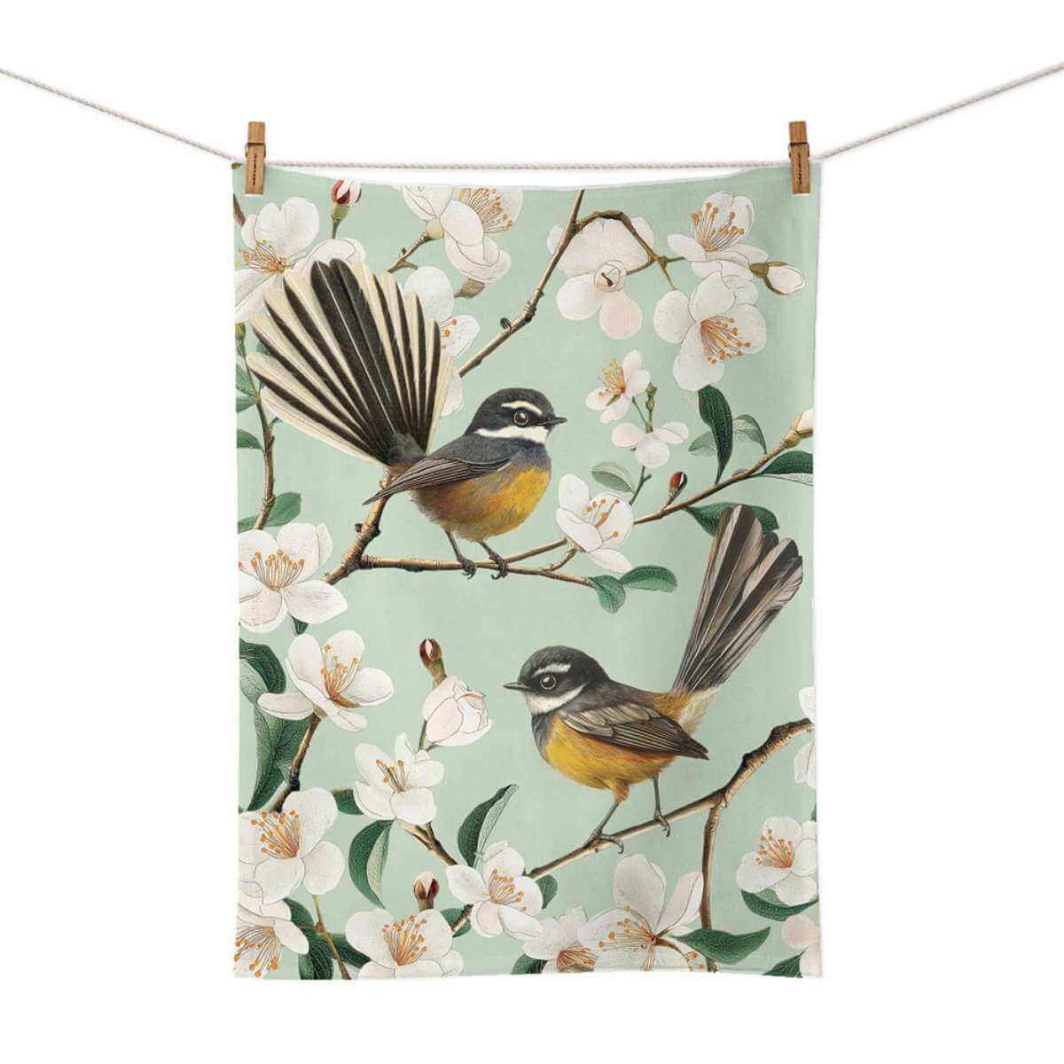 Chatty Fantail Tea Towel - Funky Gifts NZ