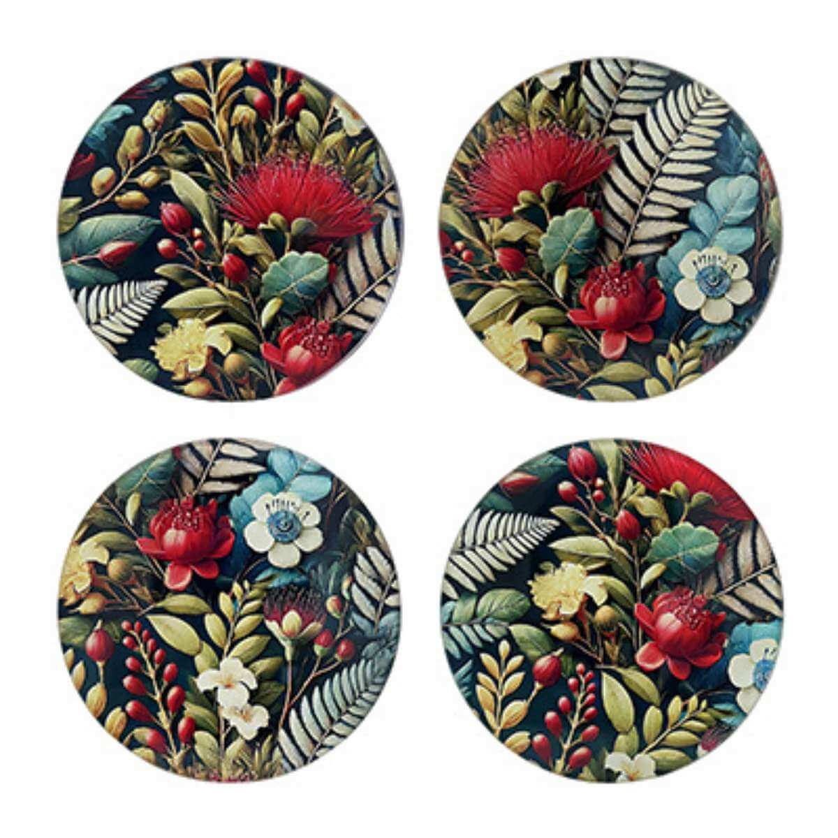 NZ Coaster Set - Pohutukawa Tapestry - Funky Gifts NZ