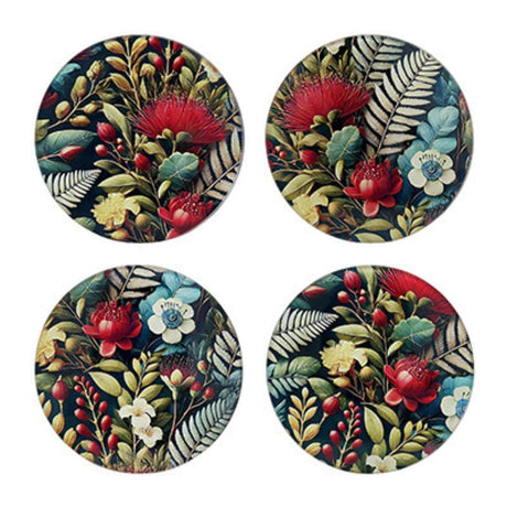 NZ Coaster Set - Pohutukawa Tapestry - Funky Gifts NZ