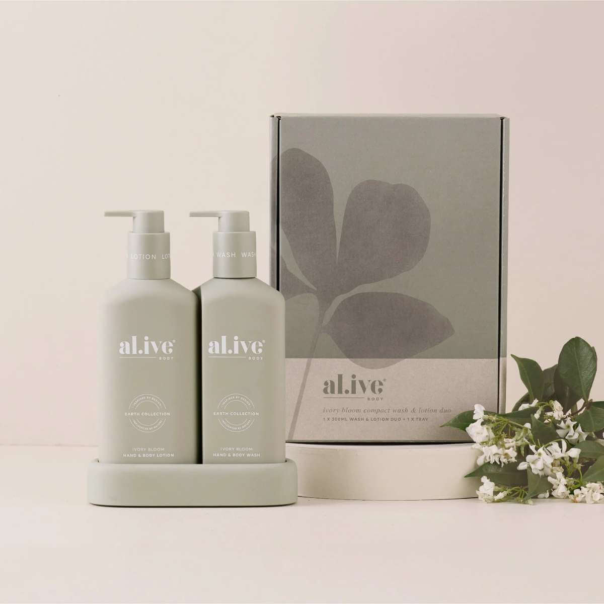 Al.ive Body Compact Bathroom Duo Wash + Lotion - Ivory Bloom - Funky Gifts NZ