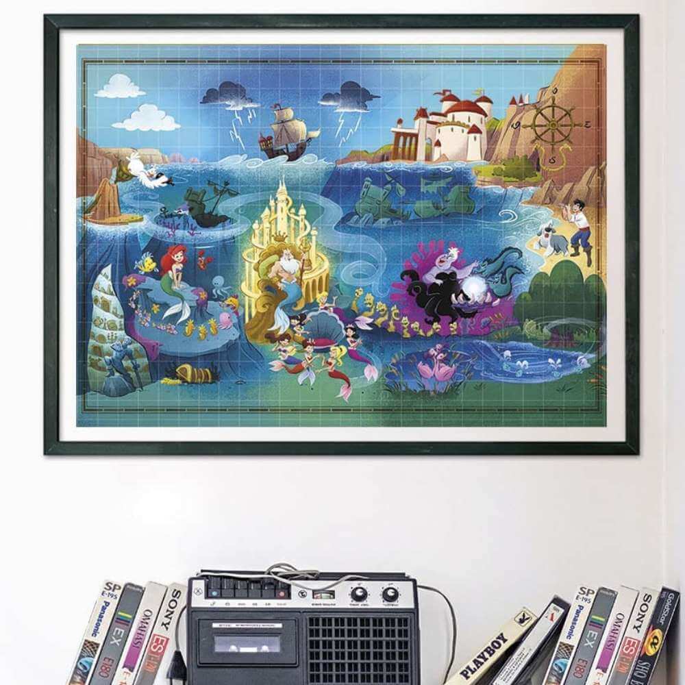 Disney Maps: Little Mermaid 1000pc Puzzle - Funky Gifts NZ