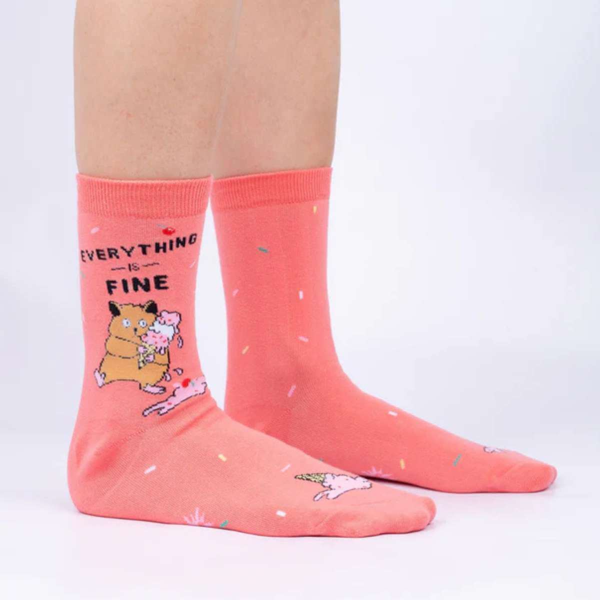 Sock It To Me Socks - Women's Crew - Everything Is Fine - Funky Gifts NZ