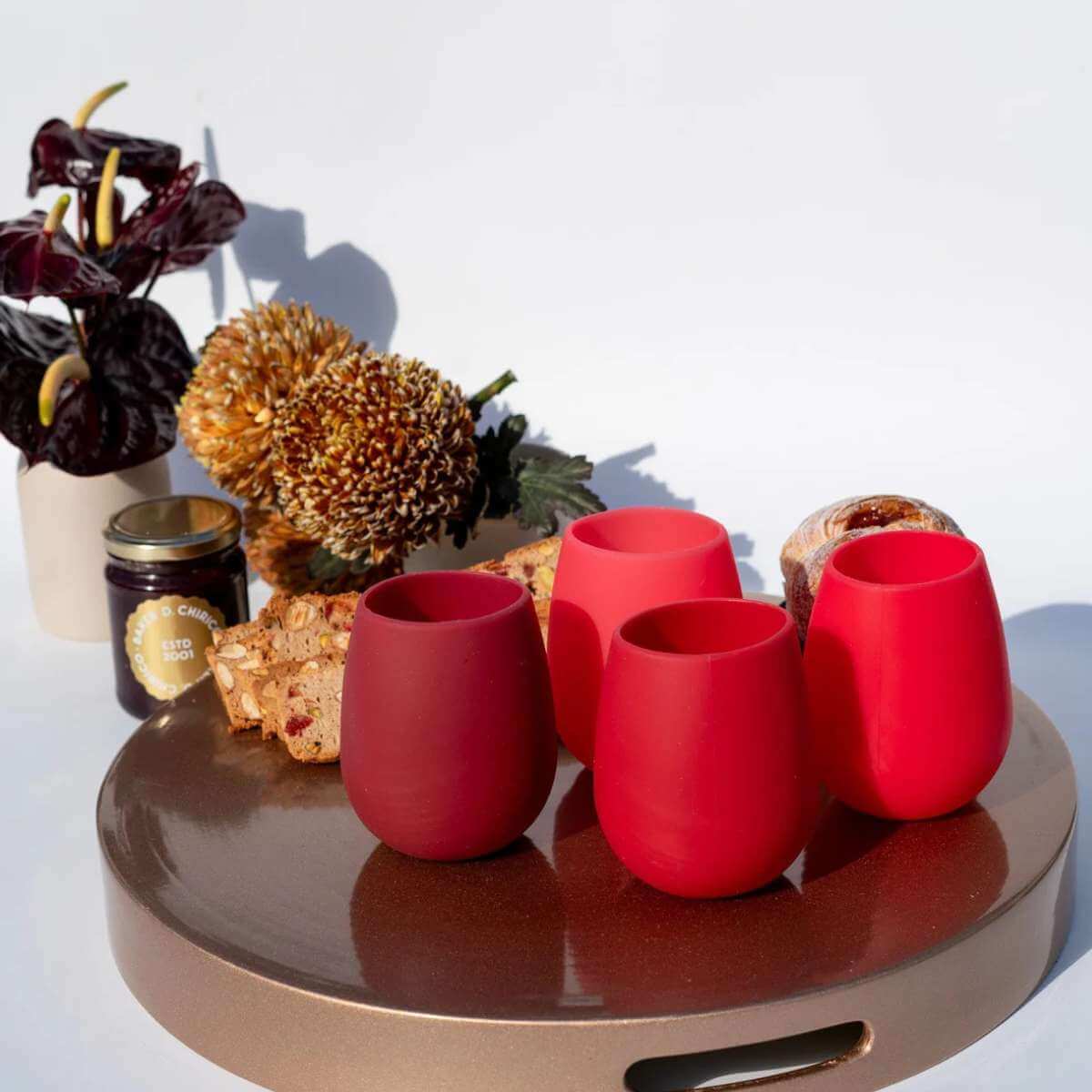 Fegg Silicone Unbreakable Glasses - Cranberry 4 pack - Funky Gifts NZ