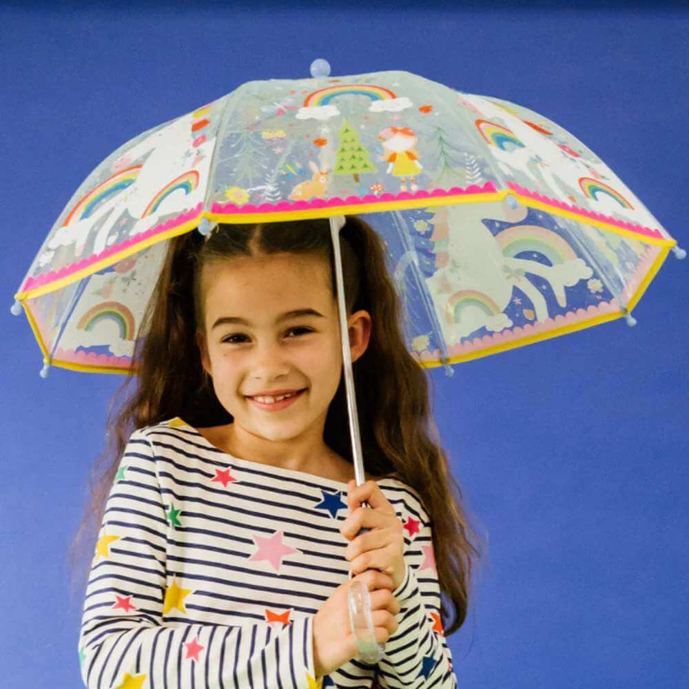 Rainbow Fairy - Transparent Colour Changing Umbrella - Funky Gifts NZ