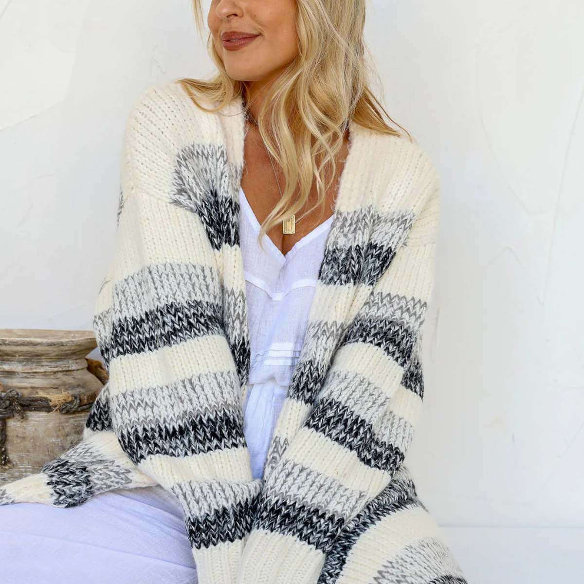 Comfort Cardi - Grey Black - Funky Gifts NZ