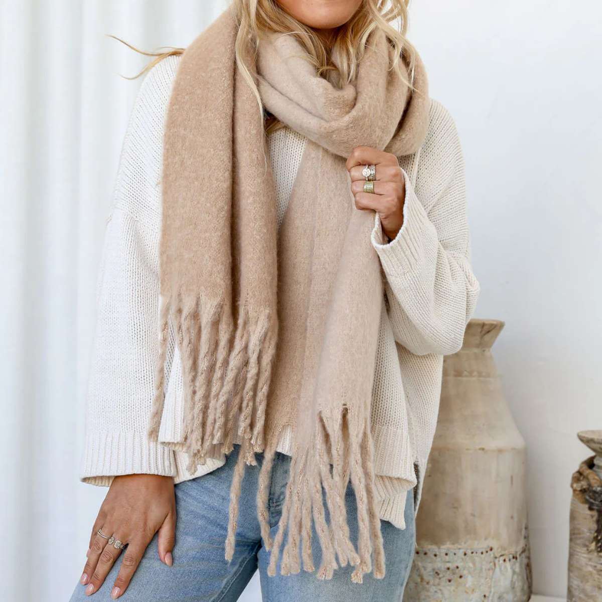 Wrap Scarf - Biscuit - Funky Gifts NZ