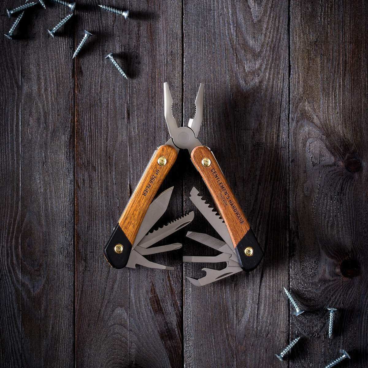 Gentlemen's Hardware - Plier Multi-Tool Wooden 12-in-1 No.627 - Funky Gifts NZ