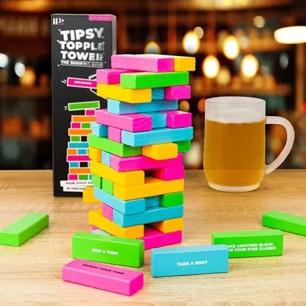 Tipsy Topple Tower - The Drinking Game - Funky Gifts NZ
