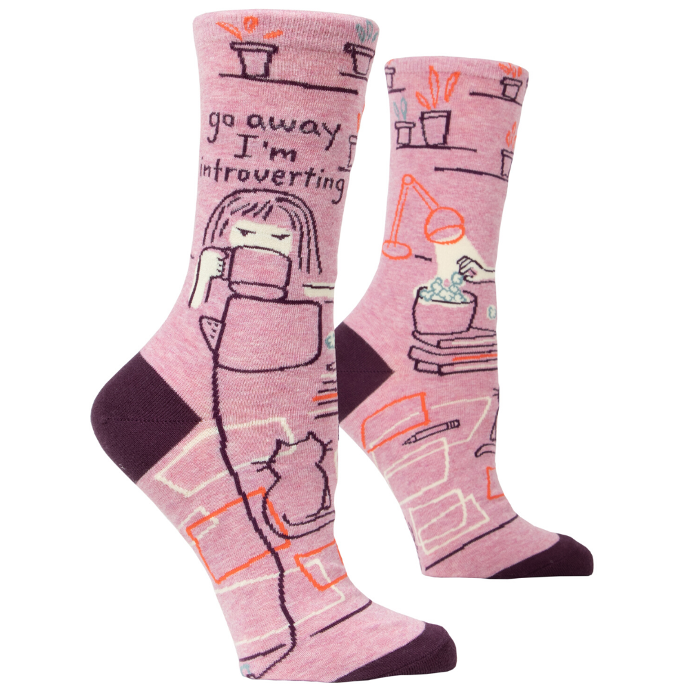 Women's Socks – Go Away, I'm Introverting - Blue Q - Funky Gifts NZ