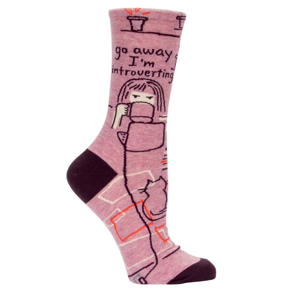 Women's Socks – Go Away, I'm Introverting - Blue Q - Funky Gifts NZ