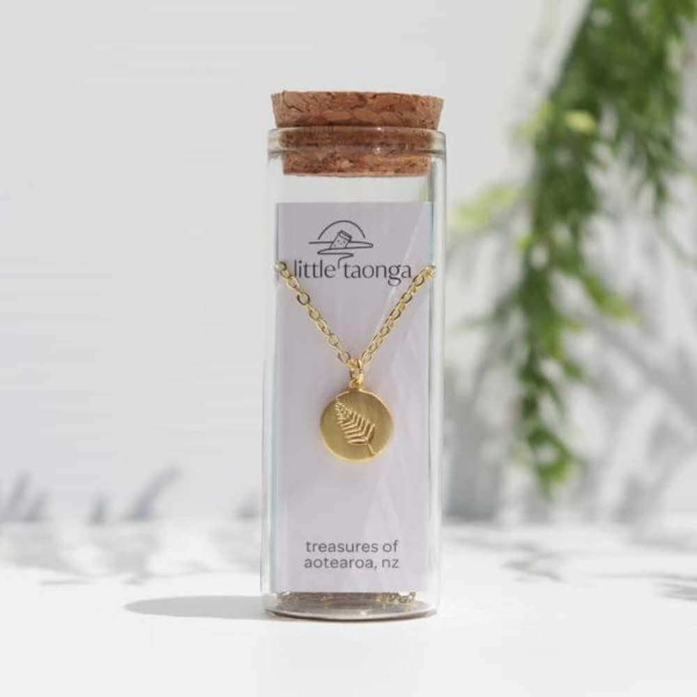 Little Taonga Round Fern Necklace - Funky Gifts NZ