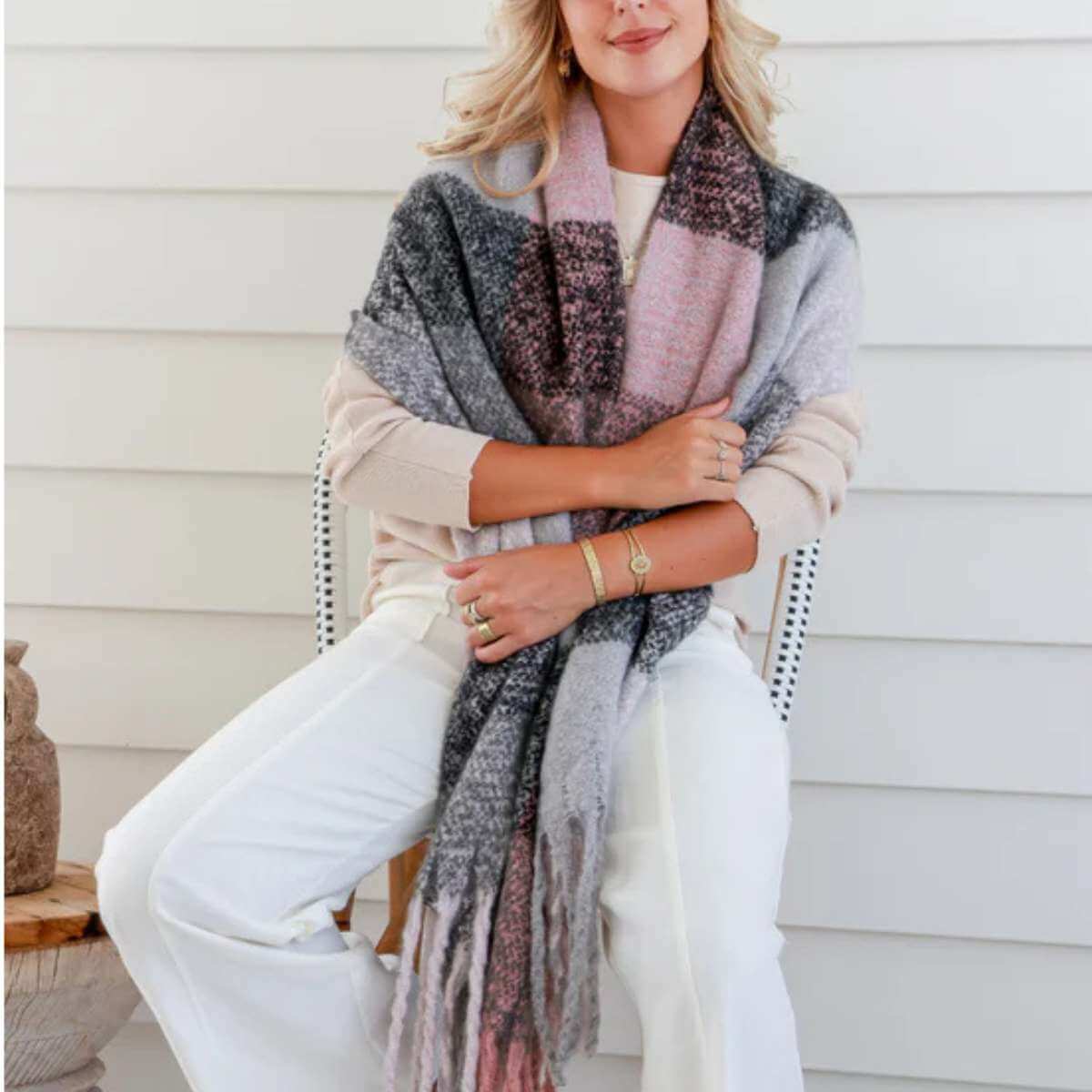 Comfort Scarf - Grey Pink - Funky Gifts NZ
