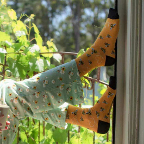 Women's Heart Bees Bamboo Crew Sock - Funky Gifts NZ