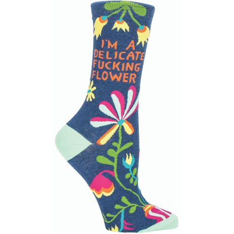 Women's Socks - I'm A Delicate F**king Flower - Blue Q - Funky Gifts NZ
