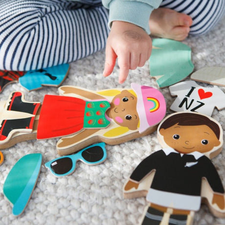 Kiwi Kids Wooden Dress Up Set - Tane & Ruby - Funky Gifts NZ