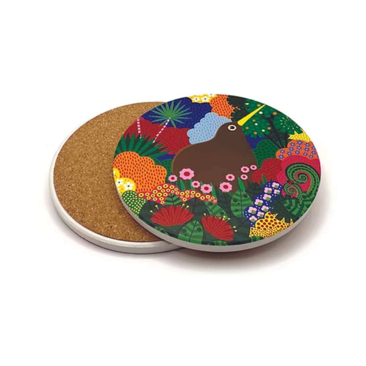 DBL Ceramic Coaster - Kiwi Wonderland - Funky Gifts NZ