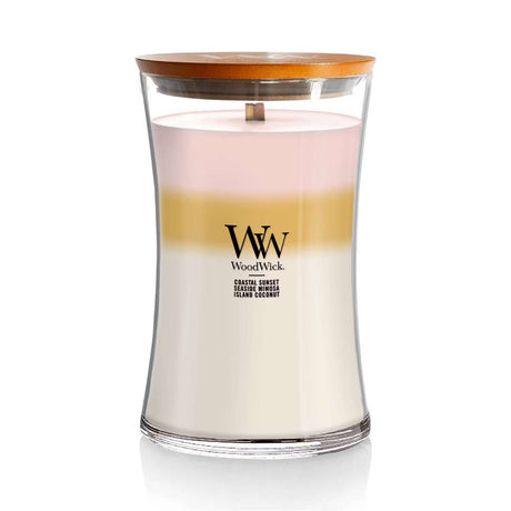 Large Trilogy WoodWick Scented Soy Candle - Island Getaway - Funky Gifts NZ