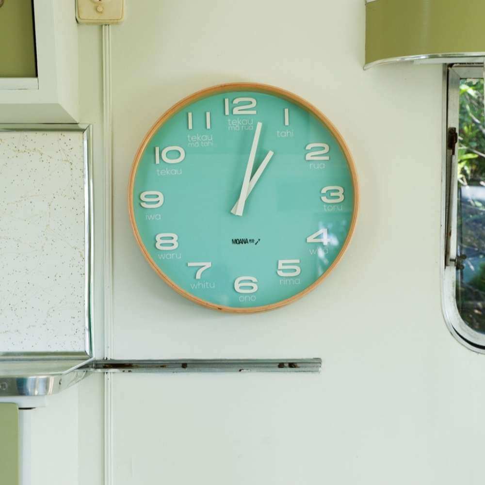 Moana Road - Te Reo Maori Clock Teal - Funky Gifts NZ