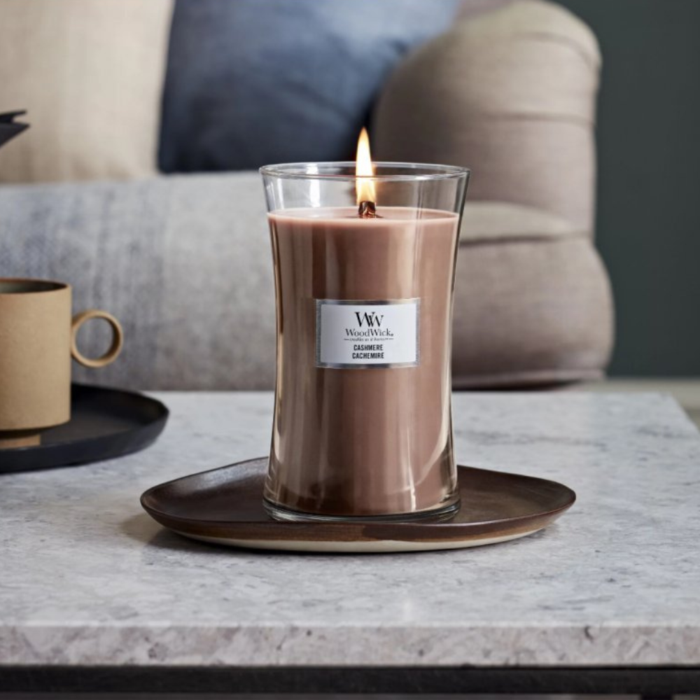 Large WoodWick Scented Soy Candle - Cashmere - Funky Gifts NZ