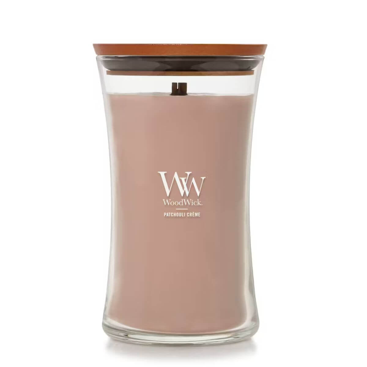 Large WoodWick Scented Soy Candle - Patchouli Creme - Funky Gifts NZ