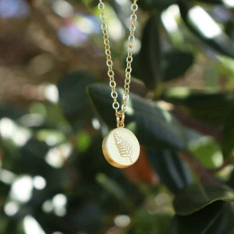 Little Taonga Round Fern Necklace - Funky Gifts NZ