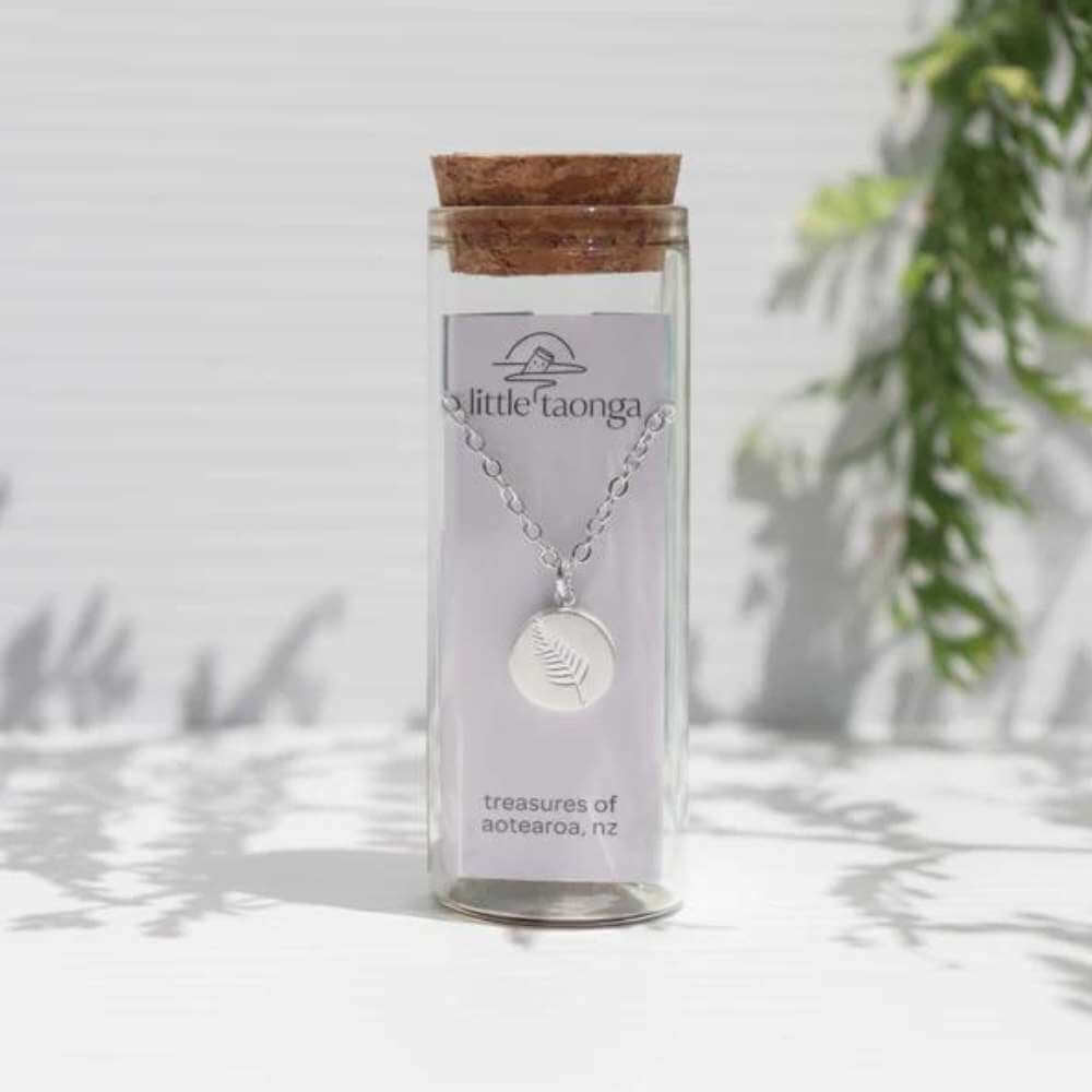 Little Taonga Round Fern Necklace - Funky Gifts NZ