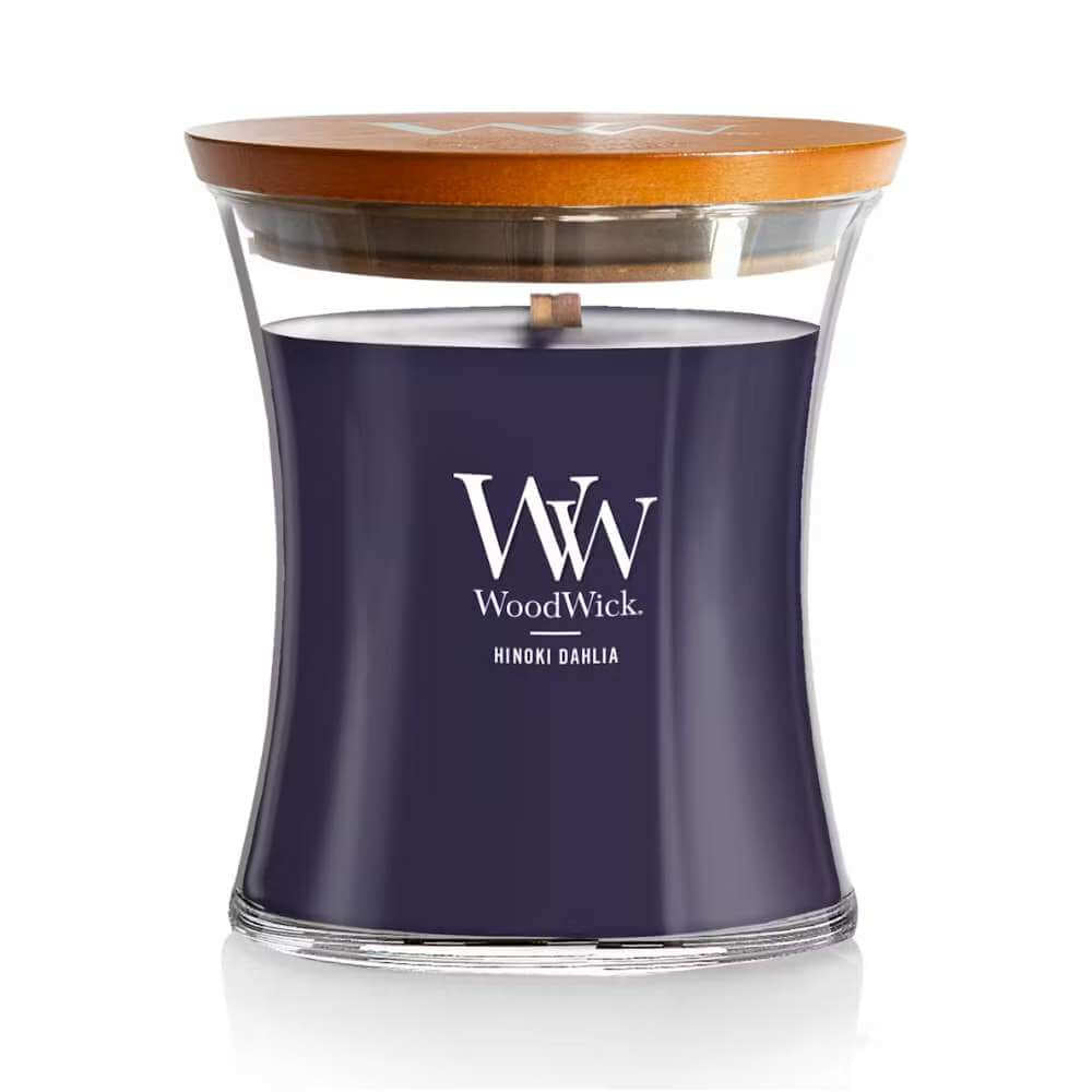 Medium WoodWick Scented Soy Candle - Hinoki Dahlia - Funky Gifts NZ