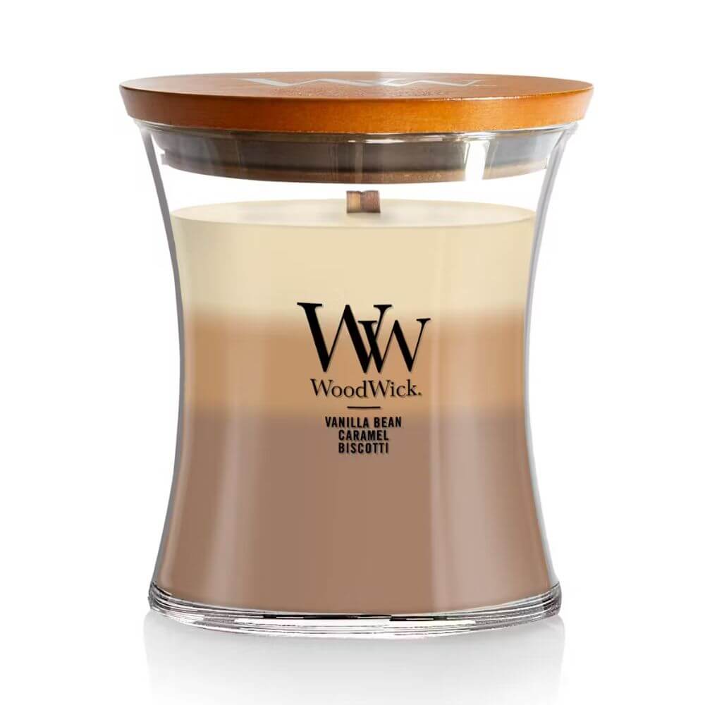 Medium Trilogy WoodWick Scented Soy Candle - Cafe Sweets - Funky Gifts NZ