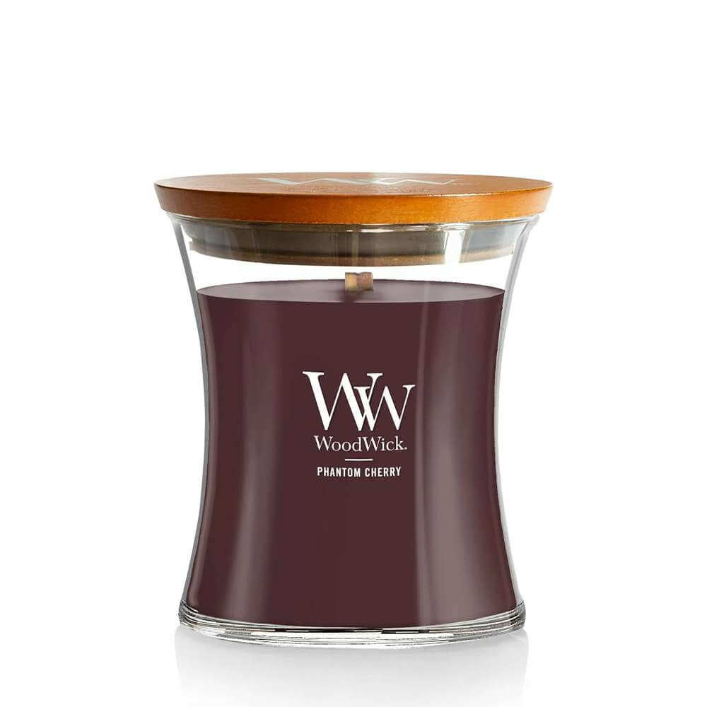 Medium WoodWick Scented Soy Candle - Phantom Cherry - Funky Gifts NZ