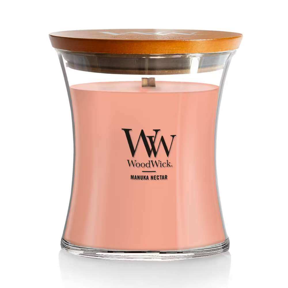 Medium WoodWick Scented Soy Candle - Manuka Nectar - Funky Gifts NZ