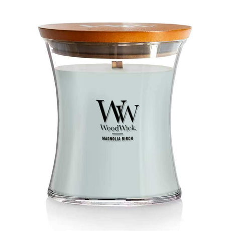 Medium WoodWick Scented Soy Candle - Magnolia Birch - Funky Gifts NZ