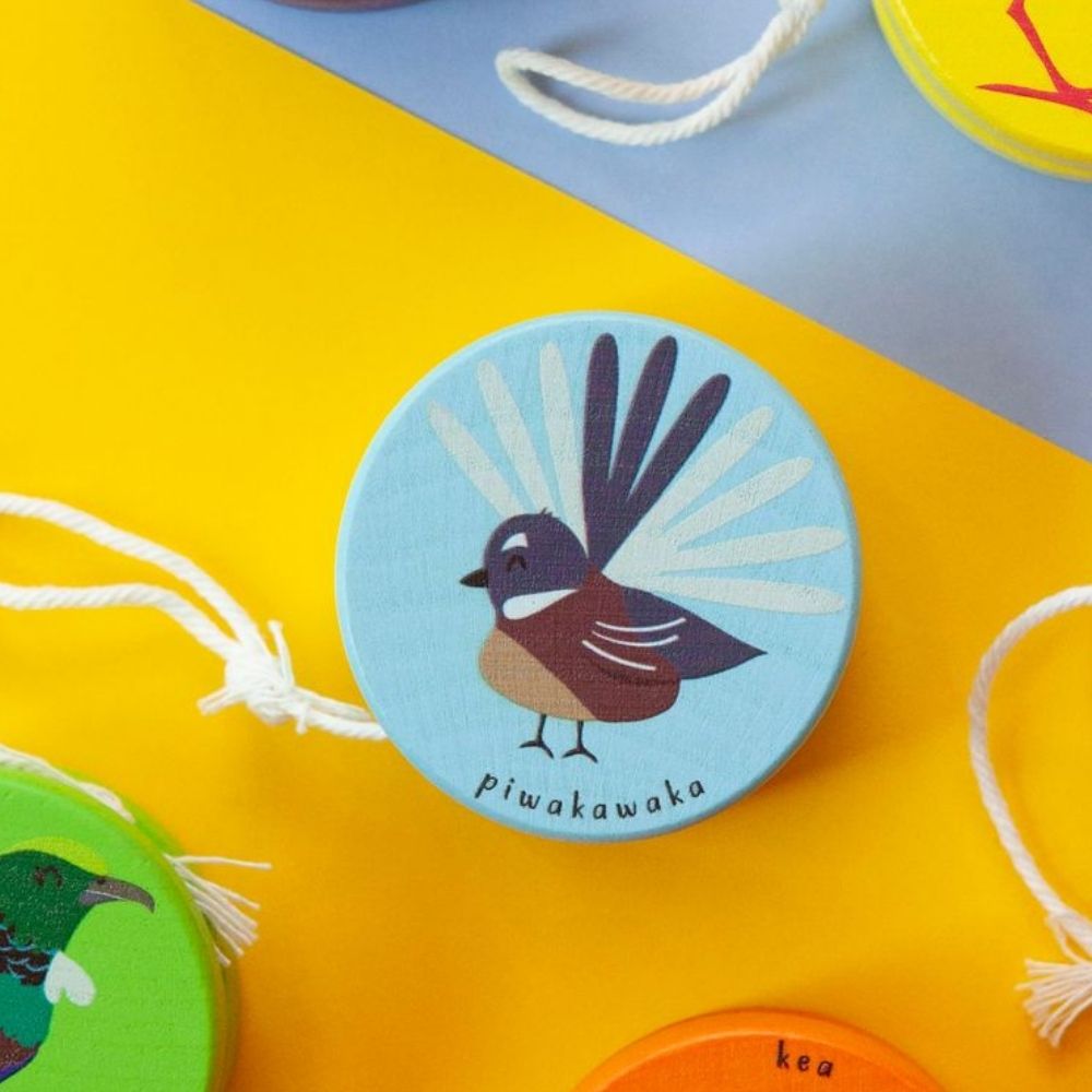 Moana Road Native Bird Wooden Yoyo - Pīwakawaka - Funky Gifts NZ