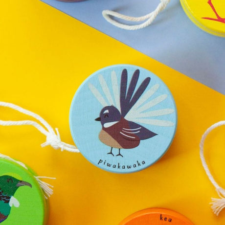 Moana Road Native Bird Wooden Yoyo - Pīwakawaka - Funky Gifts NZ