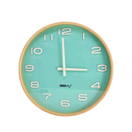 Moana Road - Te Reo Maori Clock Teal - Funky Gifts NZ