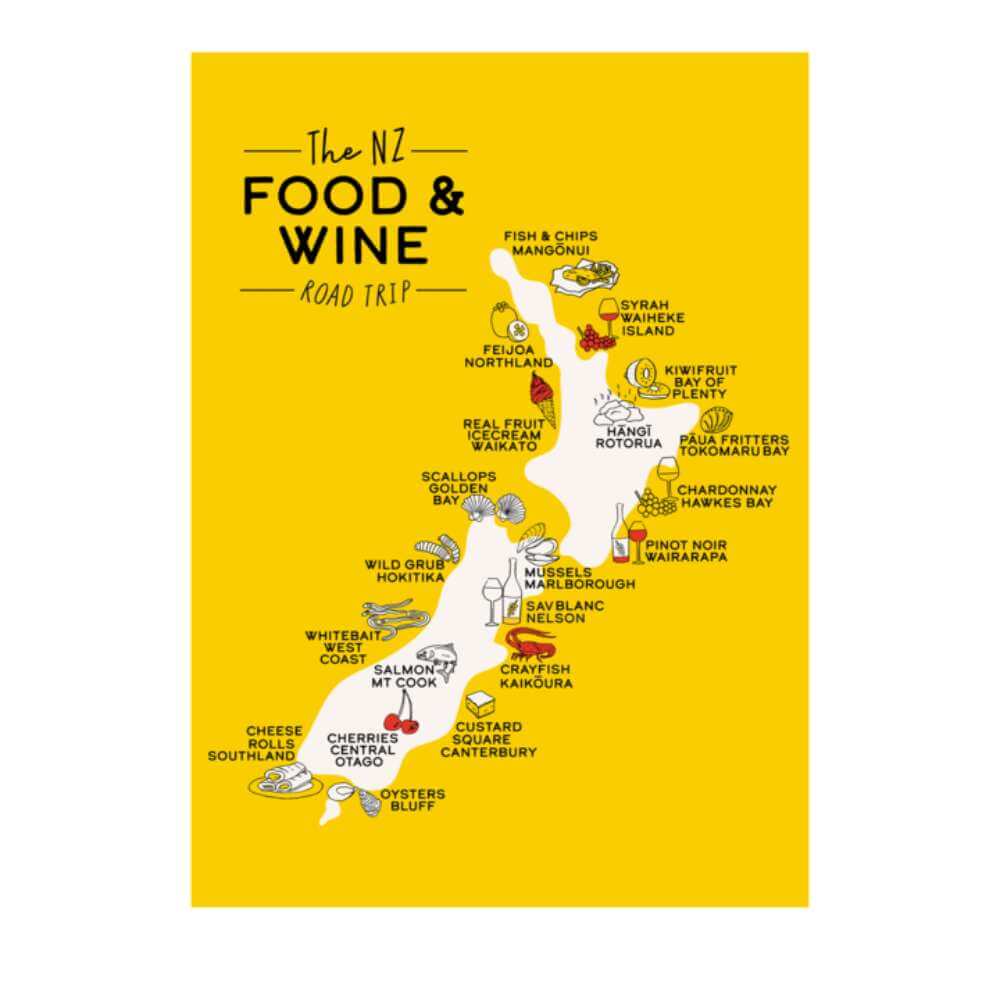 Moana Road - Food & Wine Tea Towel - Funky Gifts NZ