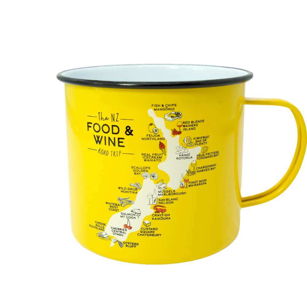 Moana Road Small Enamel Mug - Food & Wine - Funky Gifts NZ