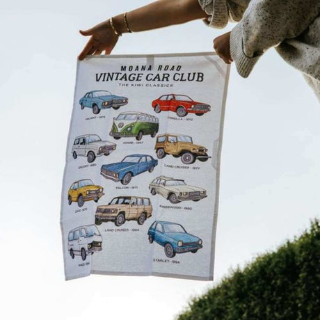 NZ Vintage Car Club Tea Towel - Funky Gifts NZ